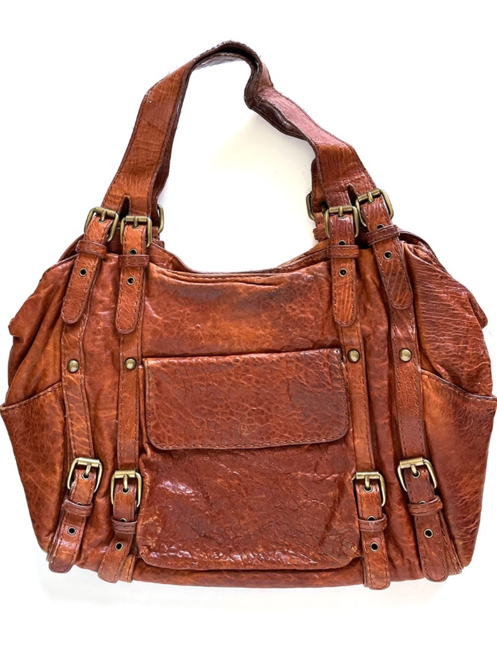 Kooba Cognac Pebbled Leather Hobo Shoulder Bag